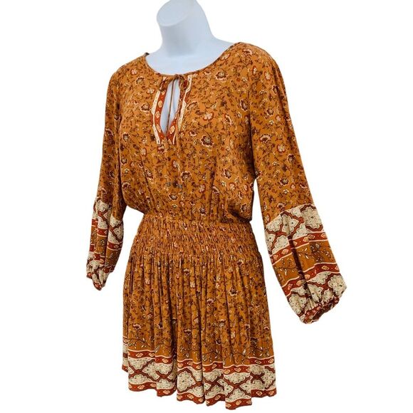American Eagle Outfitters Peasant Smock Waist Boho Ditsy Floral Mini Dre… - Picture 4 of 13